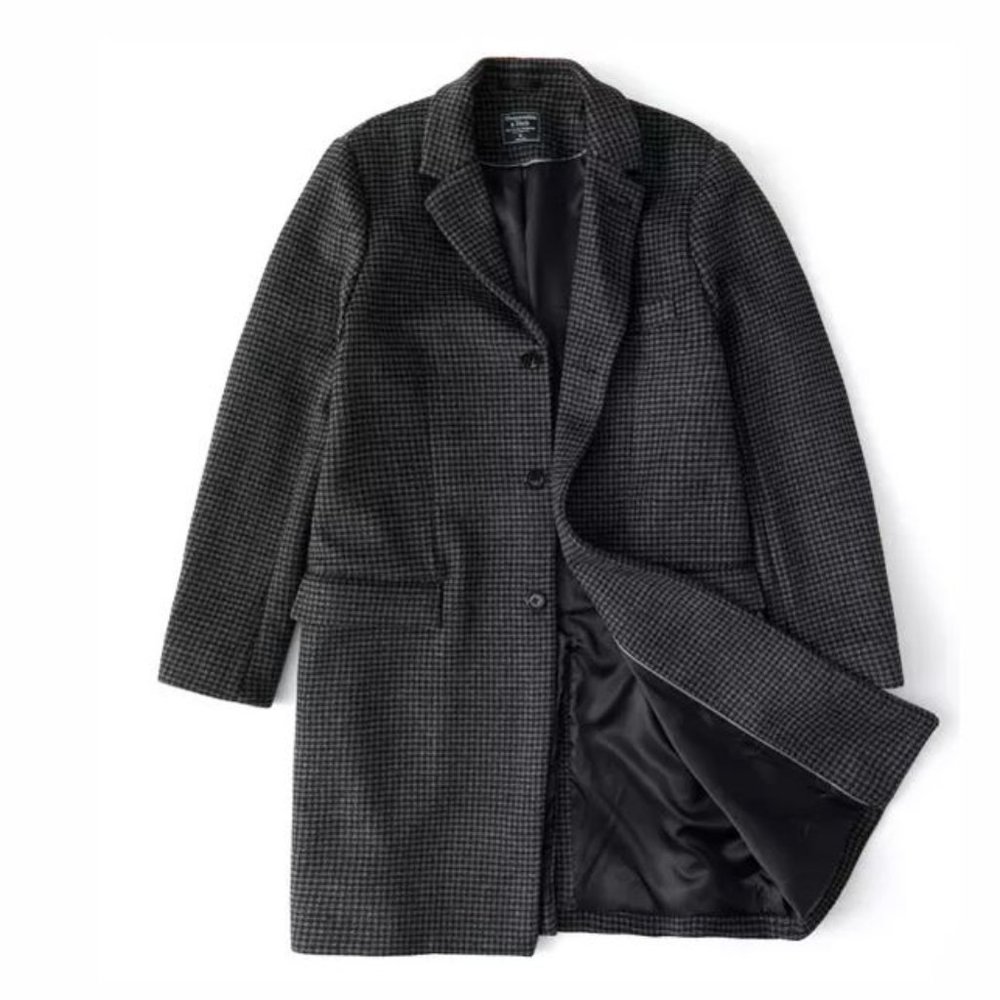 Abercrombie & Fitch  GREY PATTERN Wool-Blend Topcoat